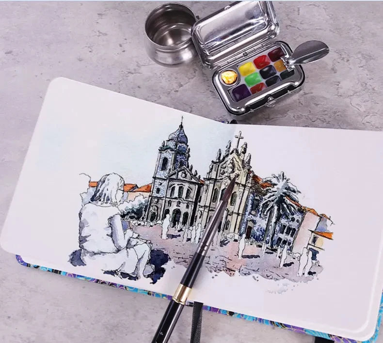 Mini Portable Paint Box Watercolor Paint Dispenser Set Travel Watercolour Paint Set 10/16 Grids Watercolor Palette Empty Box