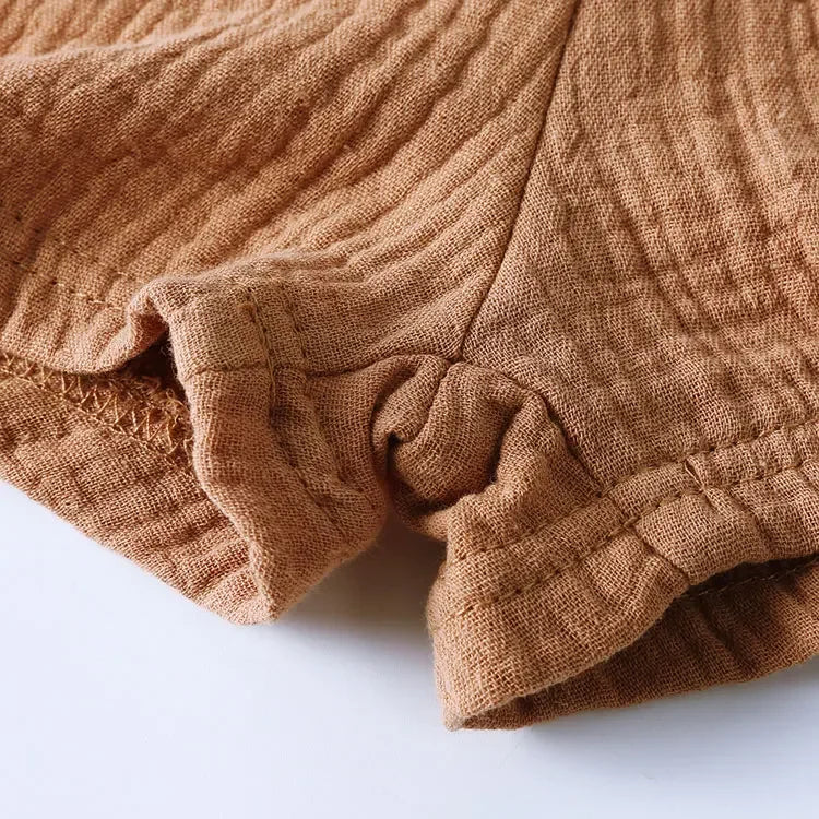 Casual Children Clothing Boys Outfit Set Solid Color Cotton Linen Short Sleeve Tops Shorts 2 PCS Summer Kids Clothing 1-7 Years