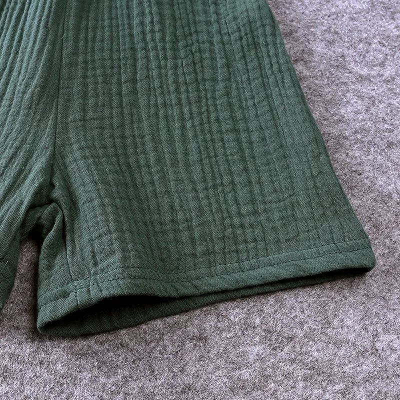 Summer Children's Clothing Set for 0-6Y Boys & Girls Cotton Linen Muslin Suit T-shirt Tops + Shorts 2pcs Baby Loungewear Outfit