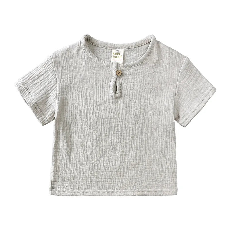 Summer Children's Clothing Set for 0-6Y Boys & Girls Cotton Linen Muslin Suit T-shirt Tops + Shorts 2pcs Baby Loungewear Outfit