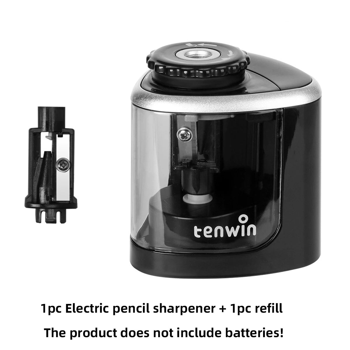 1PC Tenwin Electric Auto Pencil Sharpener Safe Student Helical Steel Blade Sharpener for Artists Kids Adults Colored Pencils