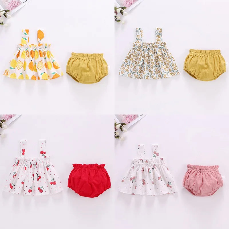 Baby Clothing Sets Girl Suspender Top + Shorts 2PCS Summer Casual Children Clothes Suits