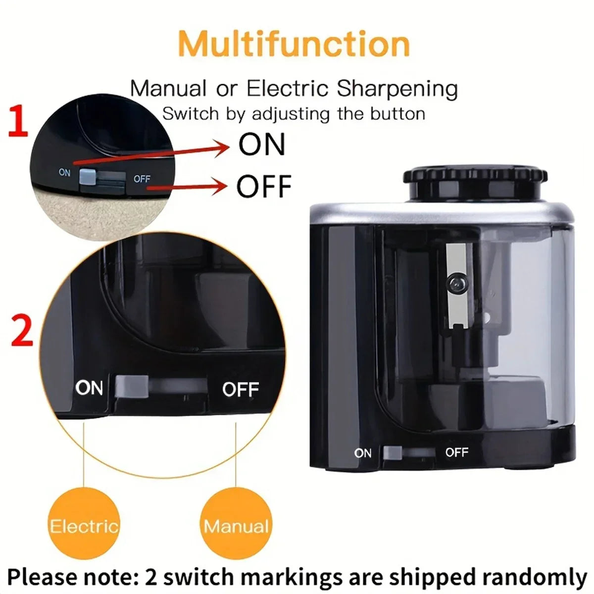 1PC Tenwin Electric Auto Pencil Sharpener Safe Student Helical Steel Blade Sharpener for Artists Kids Adults Colored Pencils