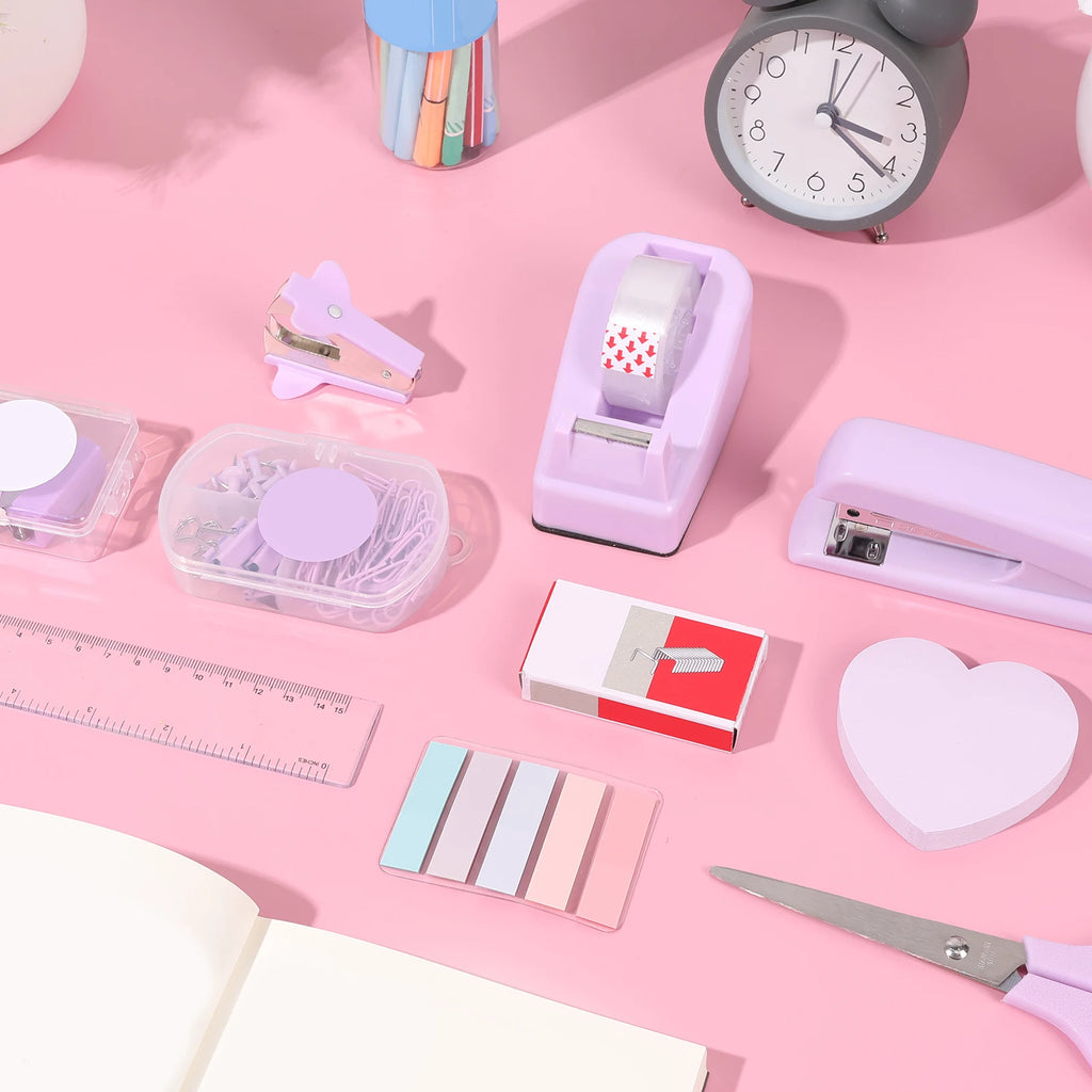 Desk Organizers Accessories Office Supplies with Stapler, Staple Remover, Clips, Scissor, Rule back-to-school Students Supplies