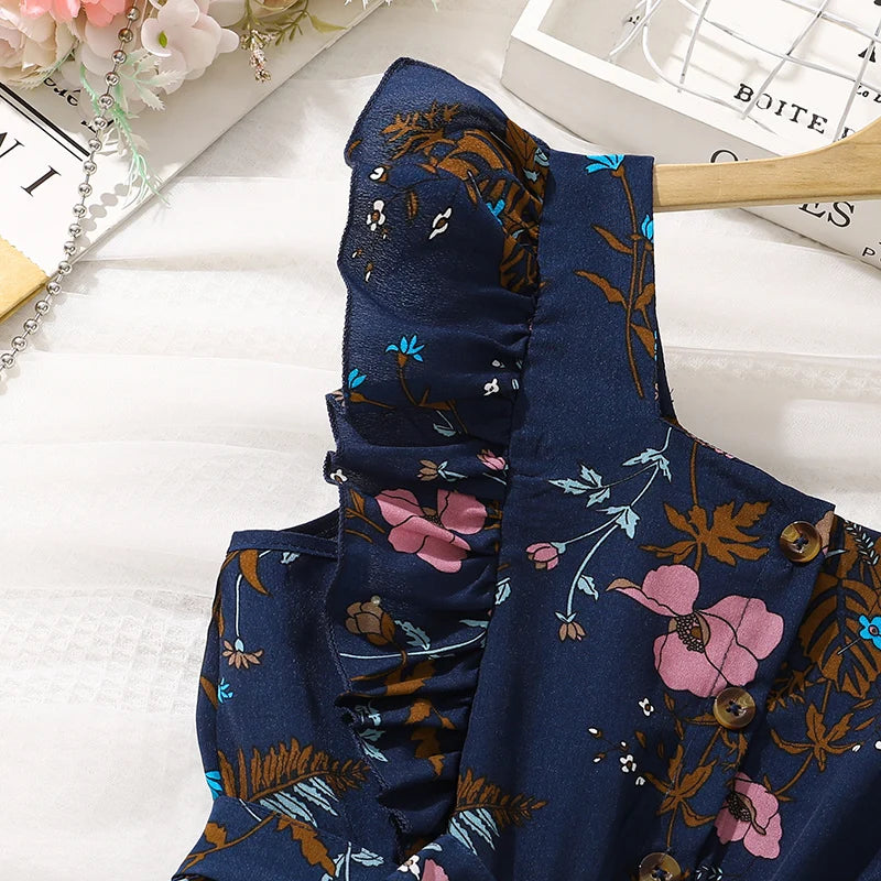 Tween Girls Summer Dress Square-Collar Sleeveless Pleated Dress Stylish Preteen Girls Dress Kids Dress