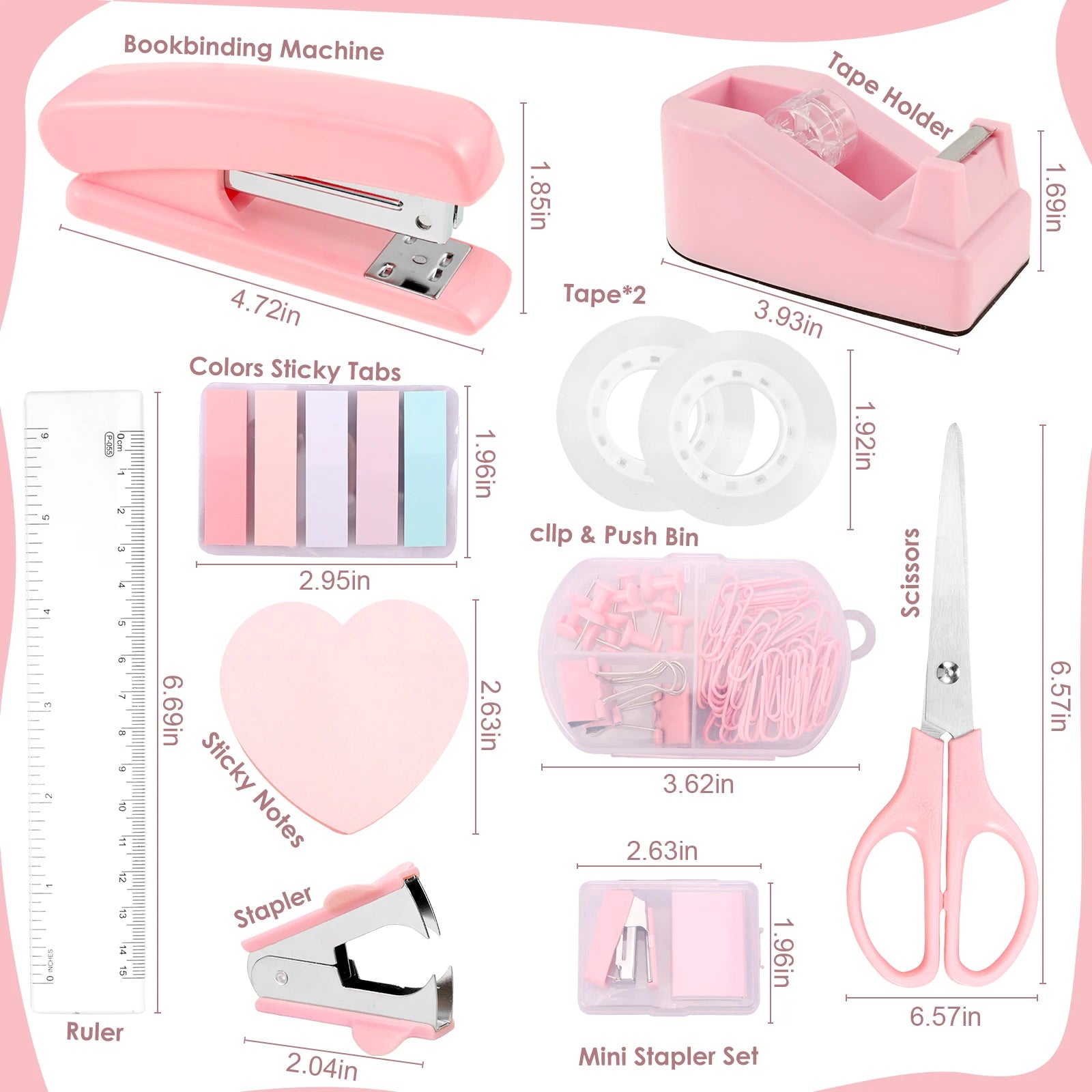 Desk Organizers Accessories Office Supplies with Stapler, Staple Remover, Clips, Scissor, Rule back-to-school Students Supplies