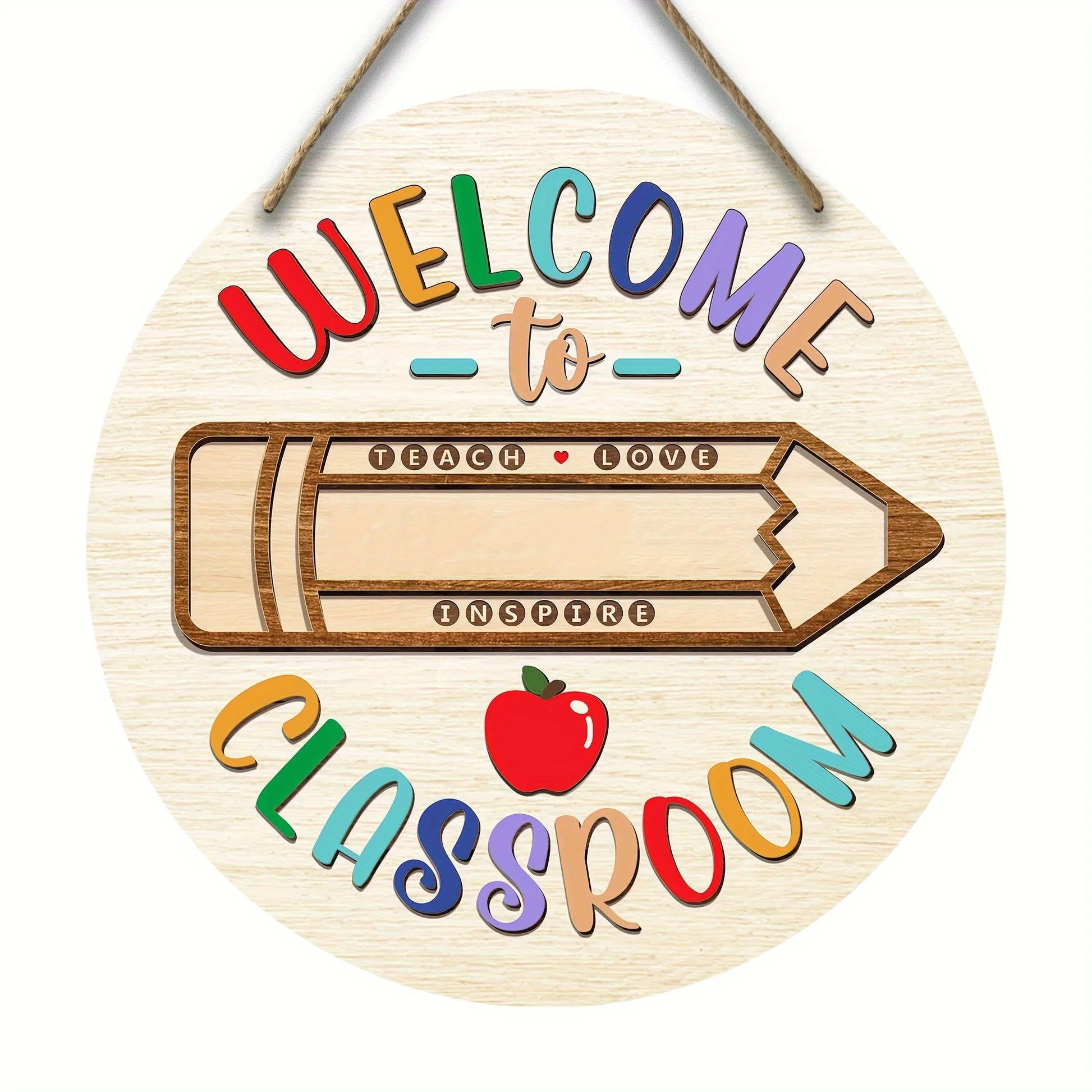 1pc, Welcome To Classroom, Teacher Welcome Sign, Wooden Welcome Sign, Round Wooden Teacher Sign, Wooden Teacher Door Sign, Round