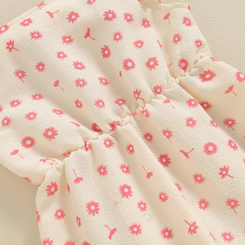 Toddler Kids Clothes Girls Summer Overalls Cotton Floral Print Backless Bowknot Rompers Jumpsuits  Baby Clothing