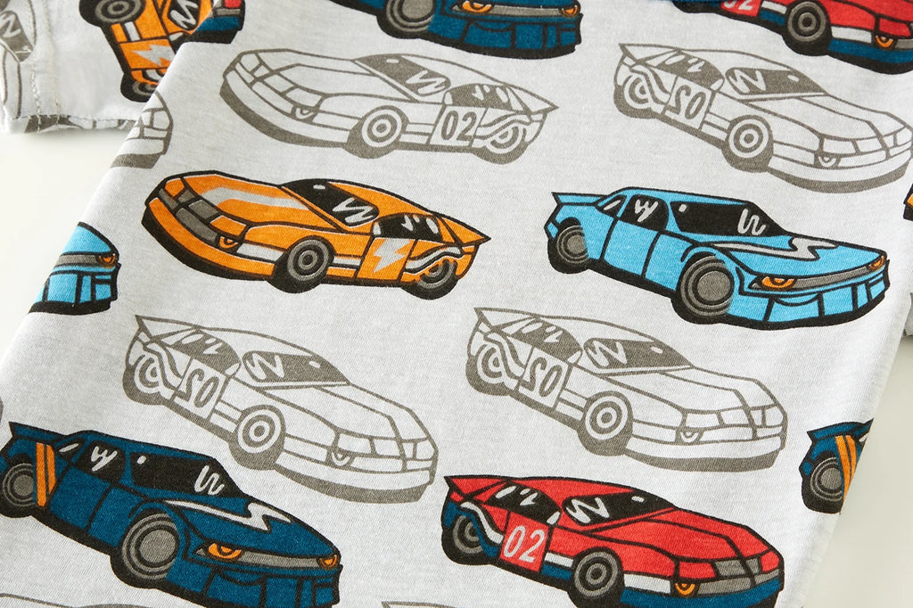 Summer children's clothing set for boys and girls aged 1-8, sleepwear set, cotton full printed cartoon 2ps, comfortable pajamas