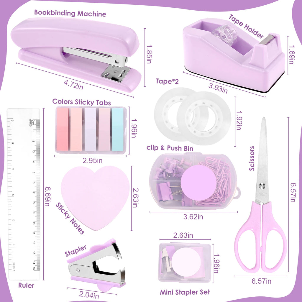 Desk Organizers Accessories Office Supplies with Stapler, Staple Remover, Clips, Scissor, Rule back-to-school Students Supplies