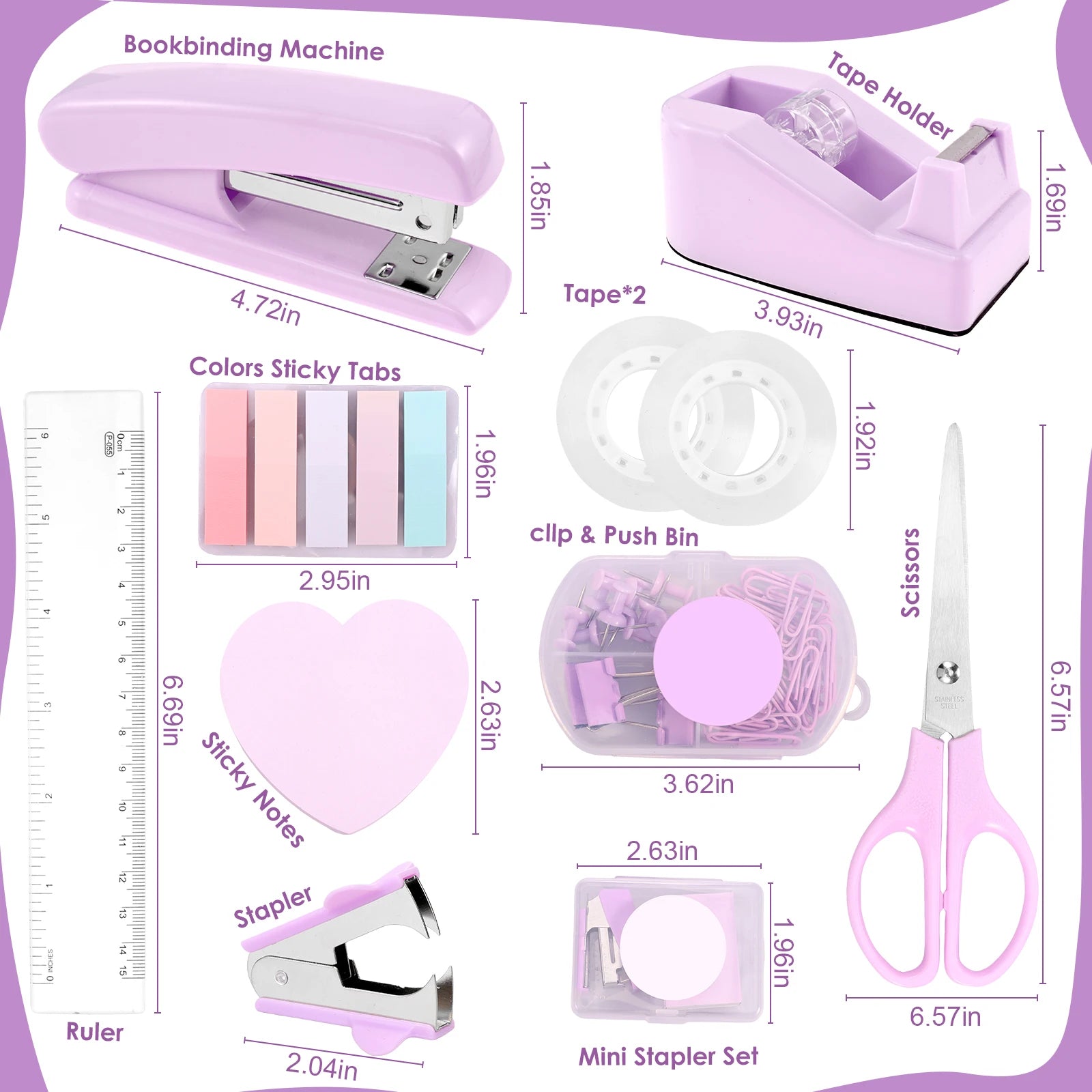 Desk Organizers Accessories Office Supplies with Stapler, Staple Remover, Clips, Scissor, Rule back-to-school Students Supplies