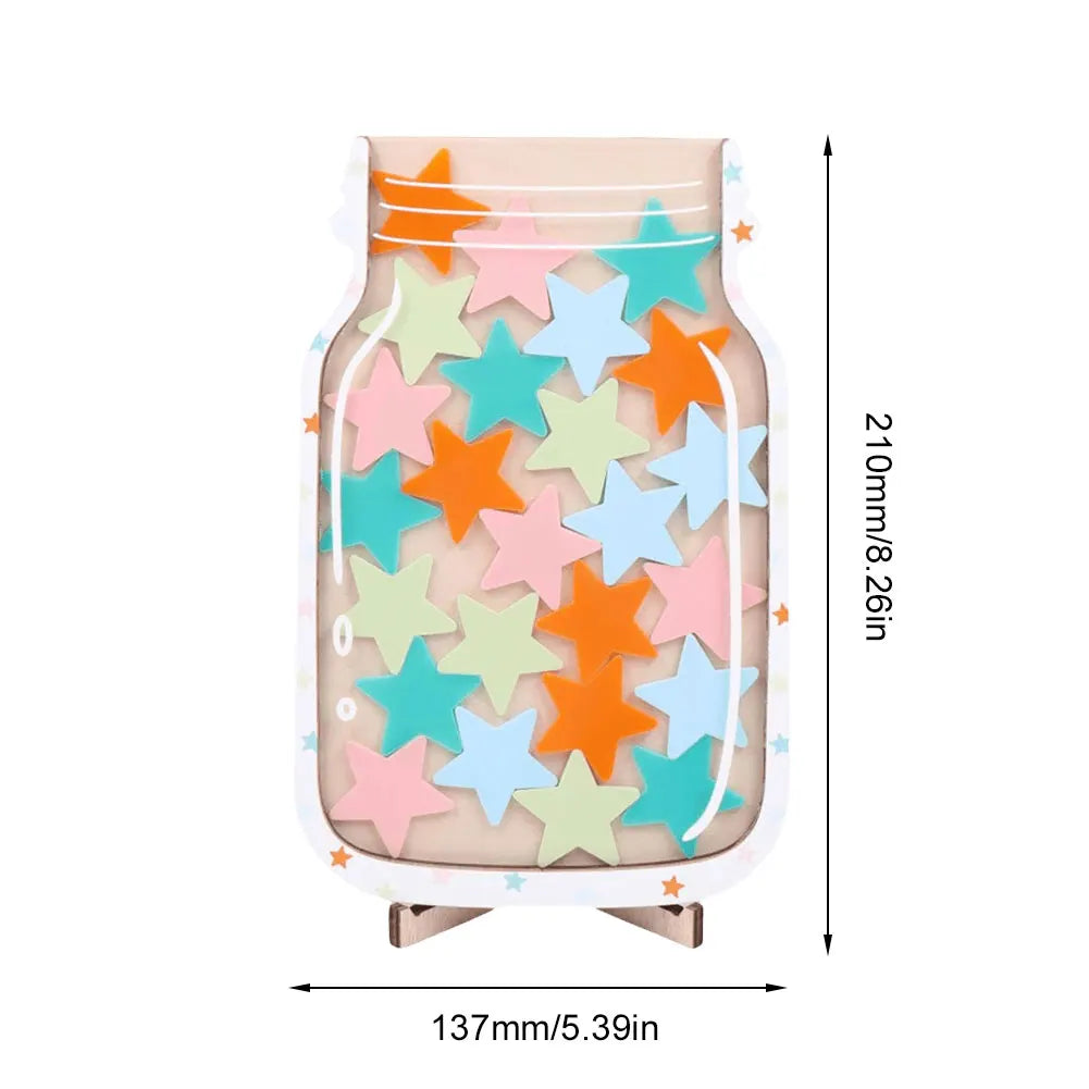 1piece-Kids Reward Jar With Star dinosaur Classroom Classroom Reward Jar with Standing Base Chore Chart Gifts For Kids Birthday