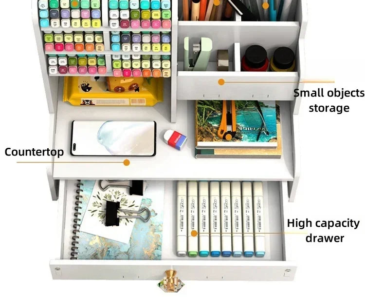 DIY Space-Saving Large-Capacity Pen Holder Office Supplies Storage Stationery Box Student School Supplies Storage Dormitory Use