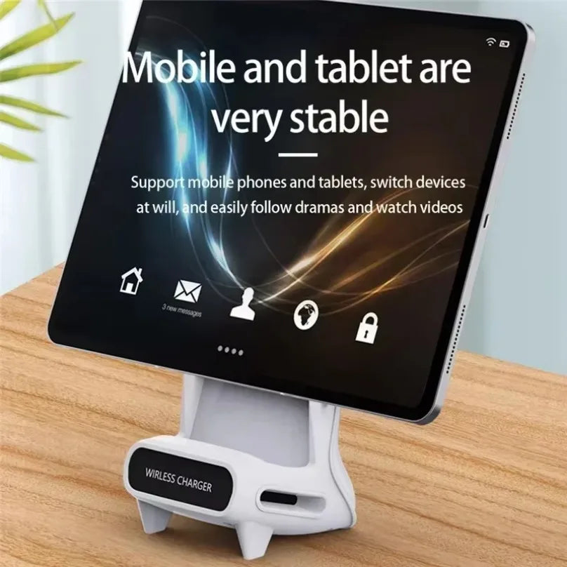 VIKEFON Lazy Desktop Phone Holder Wireless Charger Stand Fast Charging Station for iPhone 16 15 14 13 Samsung Xiaomi