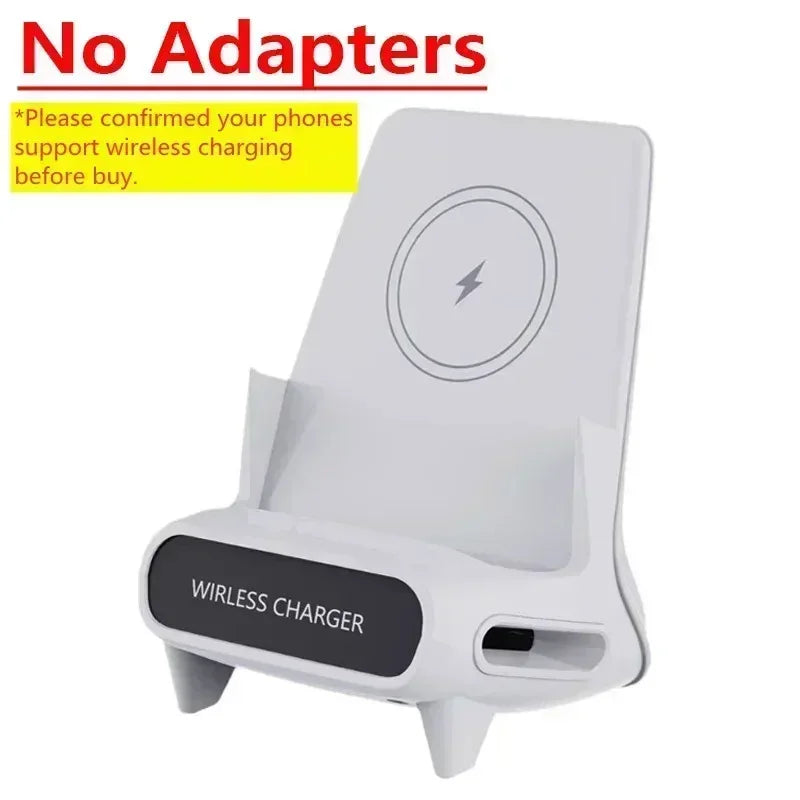 VIKEFON Lazy Desktop Phone Holder Wireless Charger Stand Fast Charging Station for iPhone 16 15 14 13 Samsung Xiaomi