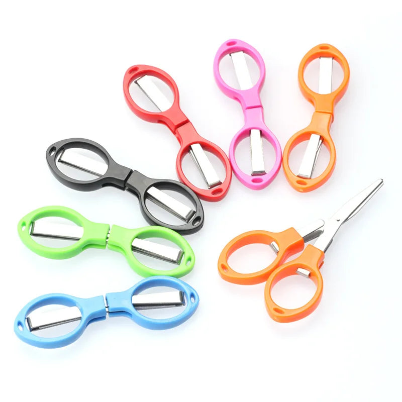 60Pcs Folding Scissor Creative Stationery Portable Manual Student Paper Scissors Paper Cutting Knife Classroom Learning Tools