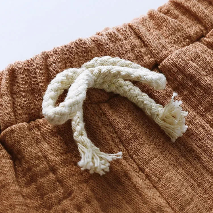 Casual Children Clothing Boys Outfit Set Solid Color Cotton Linen Short Sleeve Tops Shorts 2 PCS Summer Kids Clothing 1-7 Years