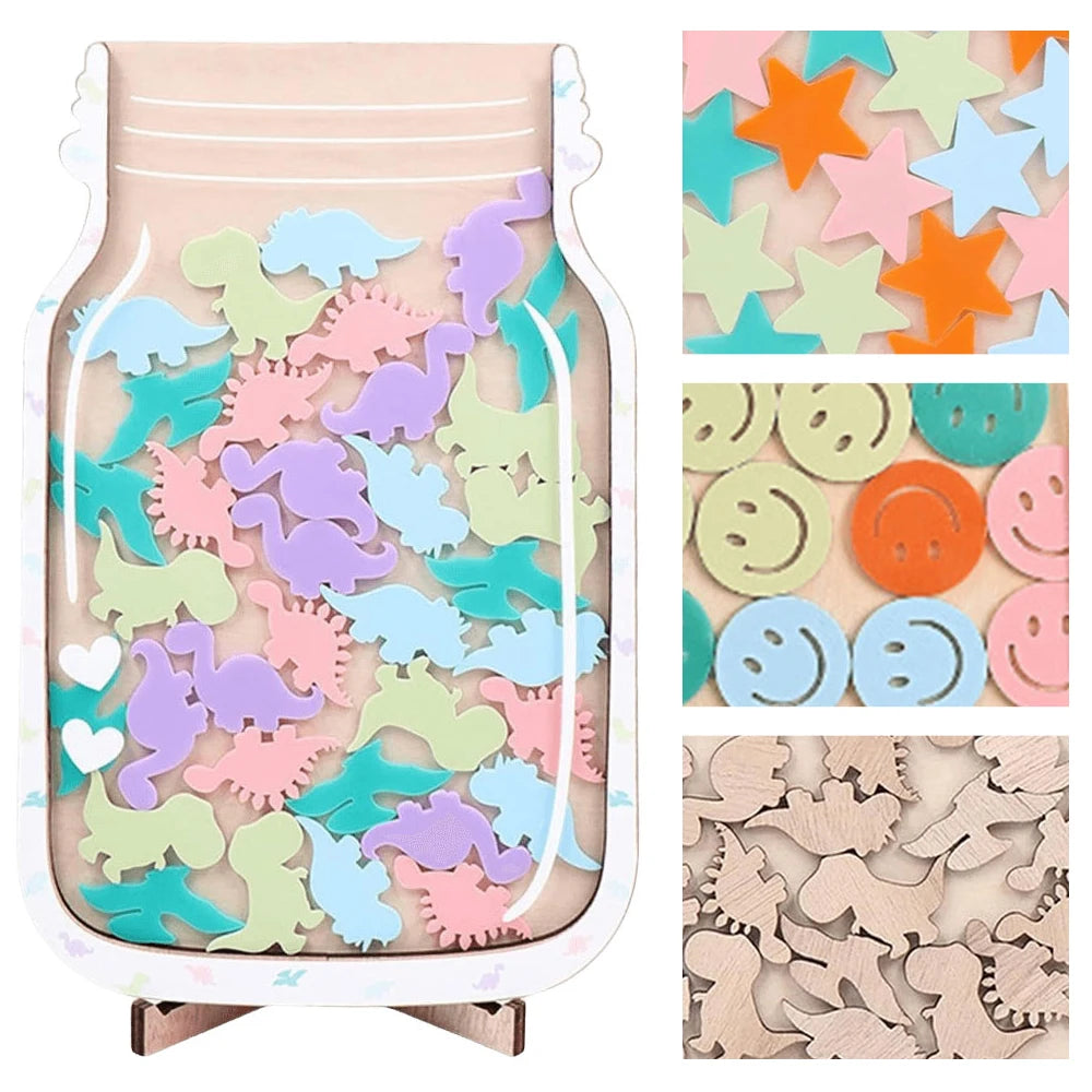 1piece-Kids Reward Jar With Star dinosaur Classroom Classroom Reward Jar with Standing Base Chore Chart Gifts For Kids Birthday