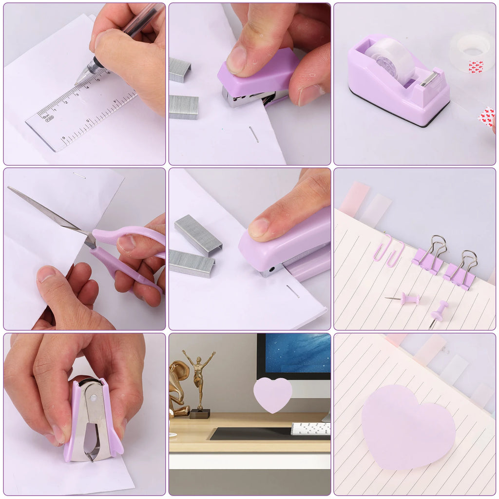 Desk Organizers Accessories Office Supplies with Stapler, Staple Remover, Clips, Scissor, Rule back-to-school Students Supplies