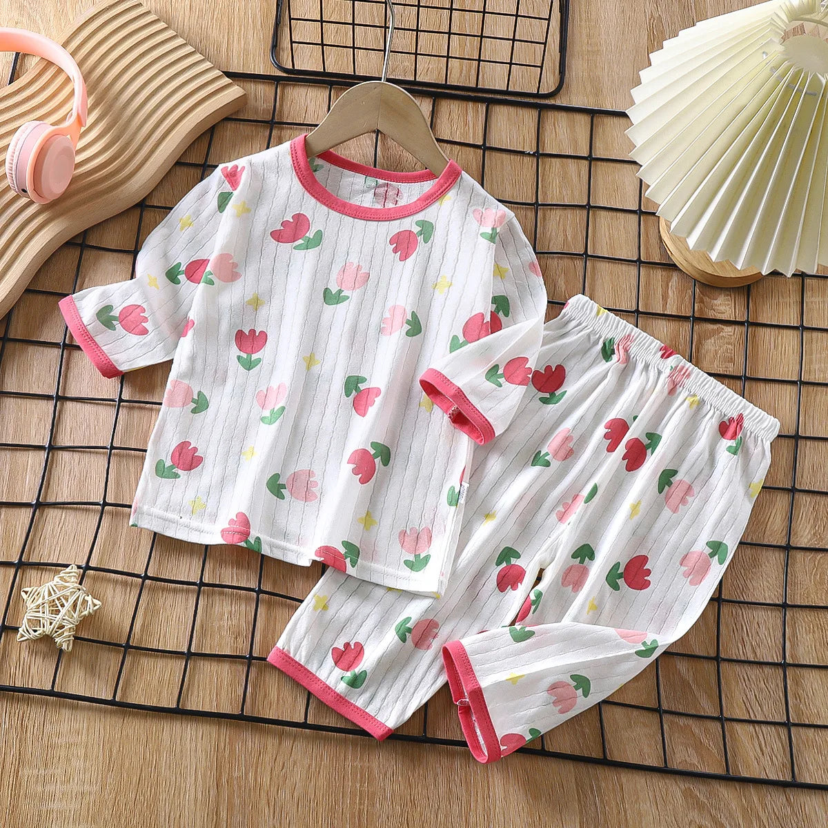 2025 New Children's Home Clothes Set Pure Cotton Boys Clothes Girls Pajamas Thin Section Clothing Baby Kids Chothing