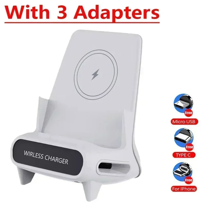 VIKEFON Lazy Desktop Phone Holder Wireless Charger Stand Fast Charging Station for iPhone 16 15 14 13 Samsung Xiaomi