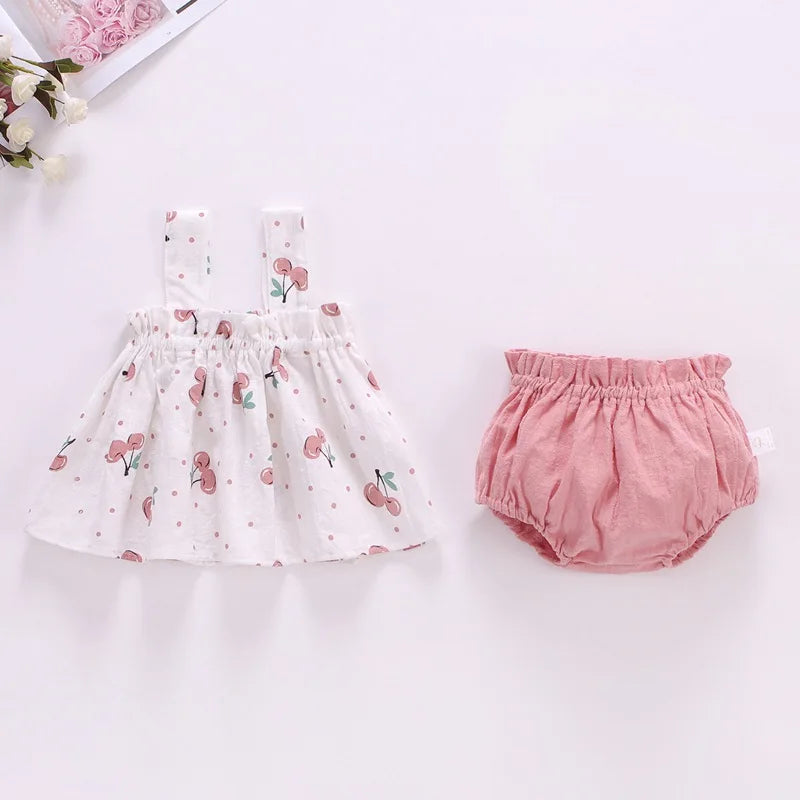 Baby Clothing Sets Girl Suspender Top + Shorts 2PCS Summer Casual Children Clothes Suits
