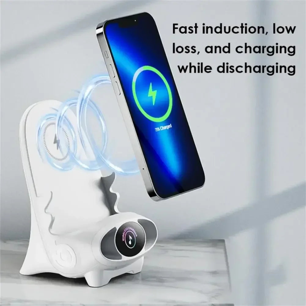 Desktop Vertical Holder Magnetic Wireless Charger Mobile Phone Stand Unique Mini Chair Shape Tablet Phone Fast Charging Station