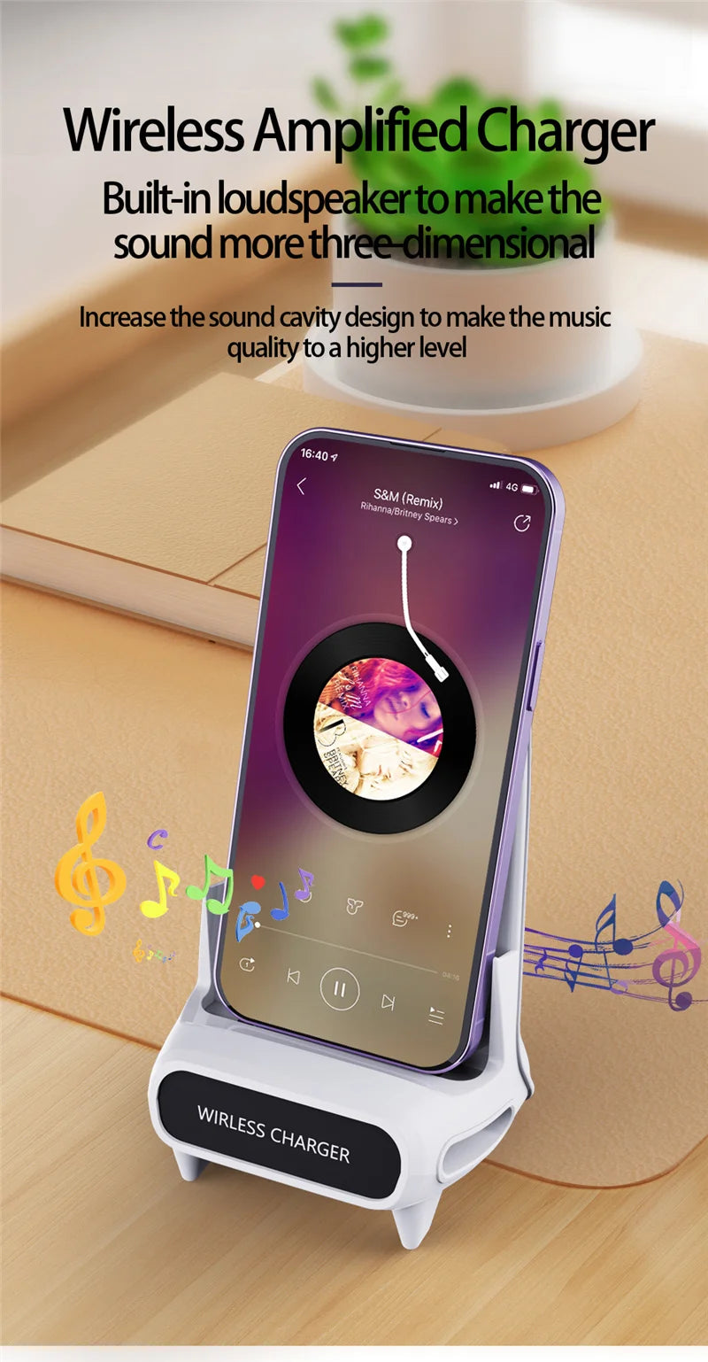 Wireless Charger Stand Pad Desktop Mobile Phone Holder Bracket 15W Fast Charging Station Dock Mount for iPhone Samsung Xiaomi LG