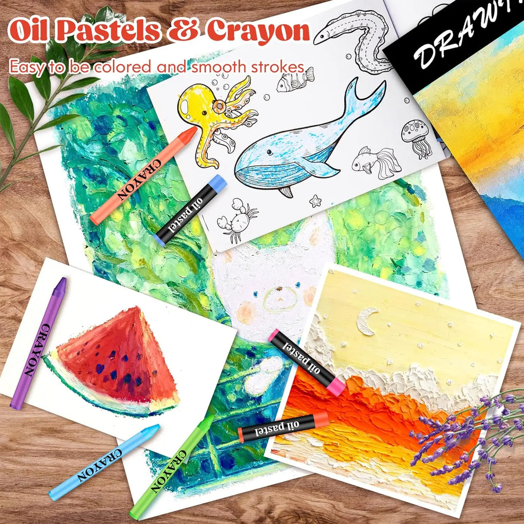 Art Supplies, Aesthetic Cute Preppy Stuff School Supplies, 142-Pack Deluxe Wooden Art Set Crafts Drawing Painting Coloring Kit