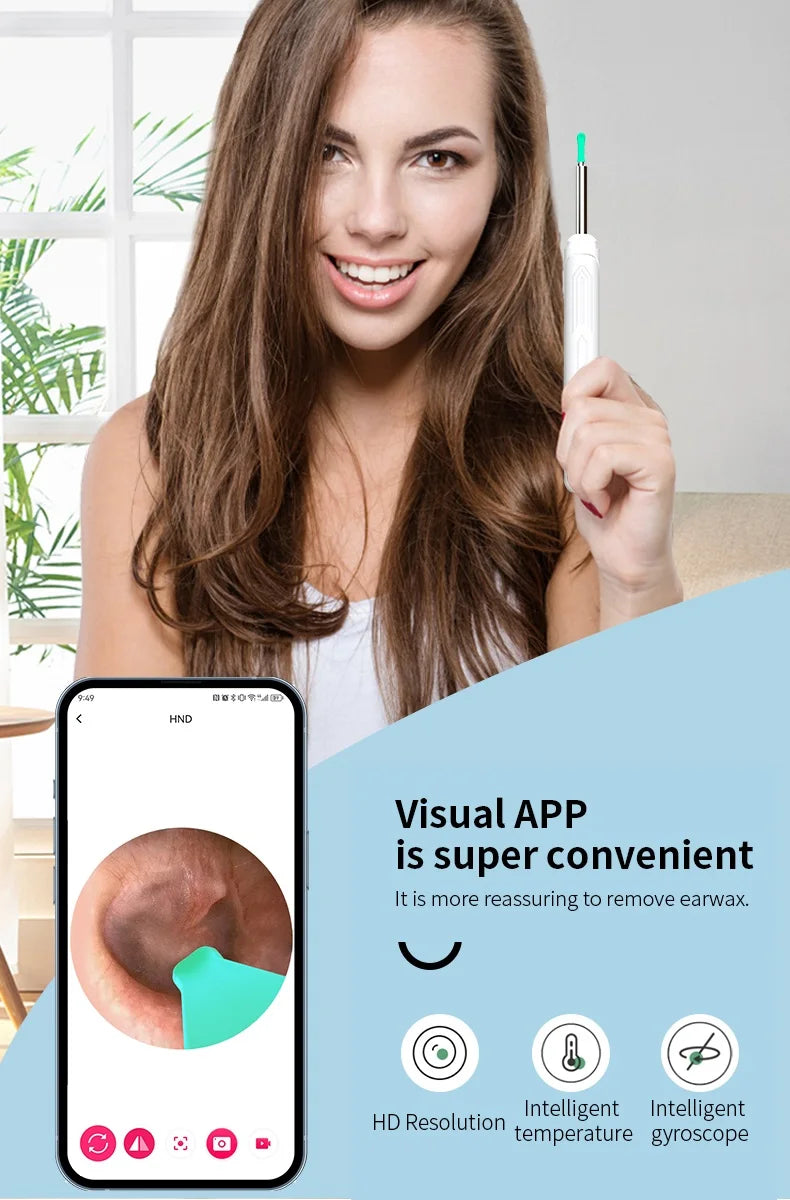 Ear Cleaner with Camera Set HD Ear Sticks Otoscope USB C Charging Endoscope Wax Removal Tool Earpick Ear Cleaning Set NK3 Pro