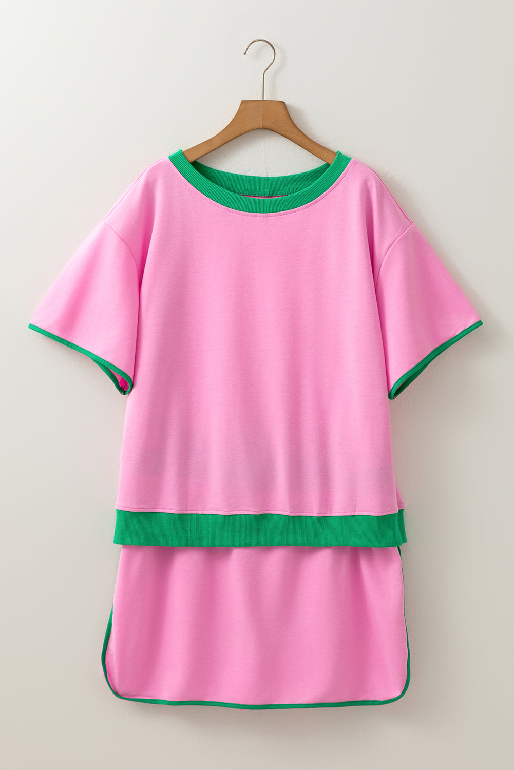 Bonbon Plus Size Contrast Trim T Shirt and Skort Two Piece Set