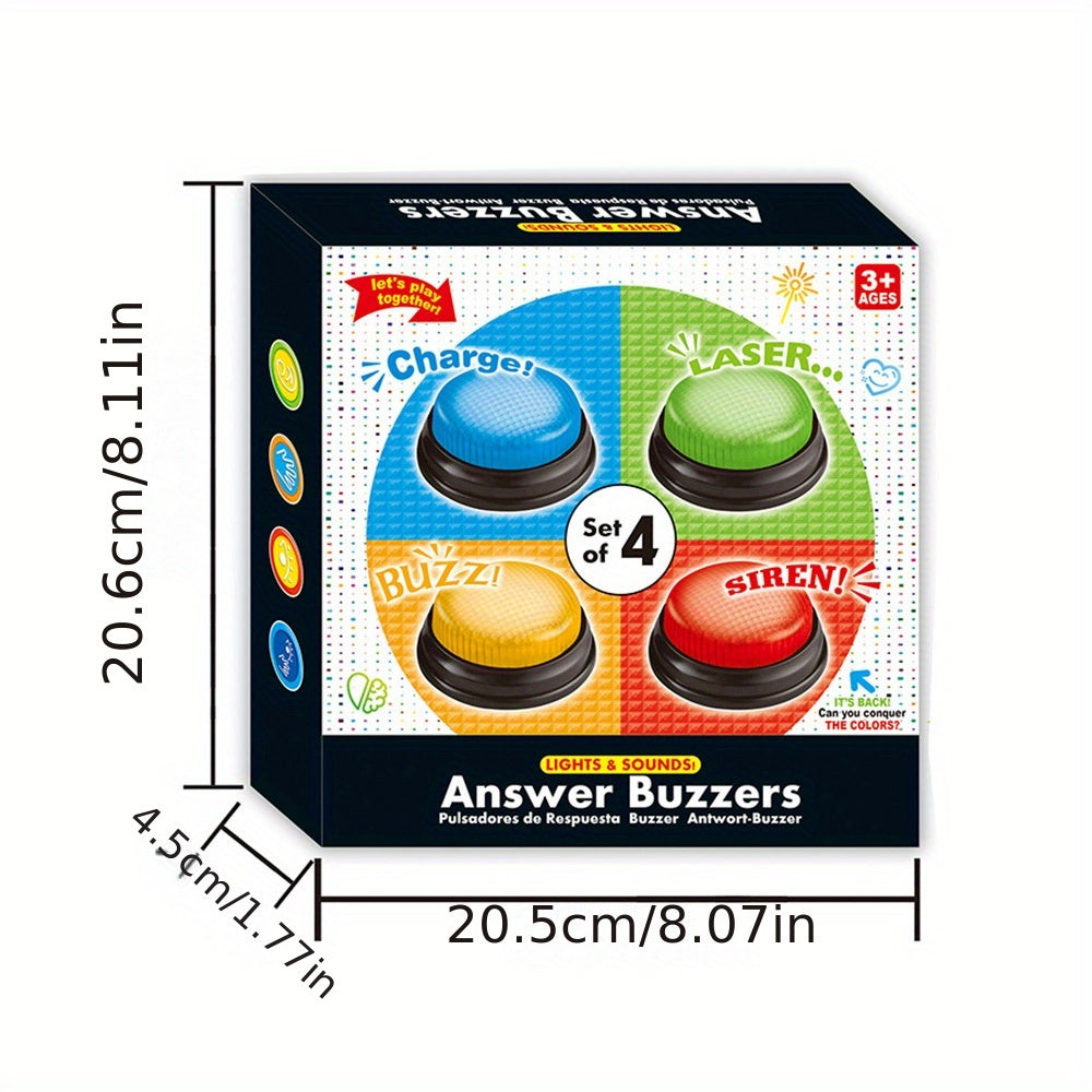 Lights and Sounds Buzzers, 4pcs Game Show and Classroom Buzzers, Family Game Night, Game Show Buzzers, Classroom Accessories, Stocking Stuffers for Kids, As Halloween, Chrismas Gift