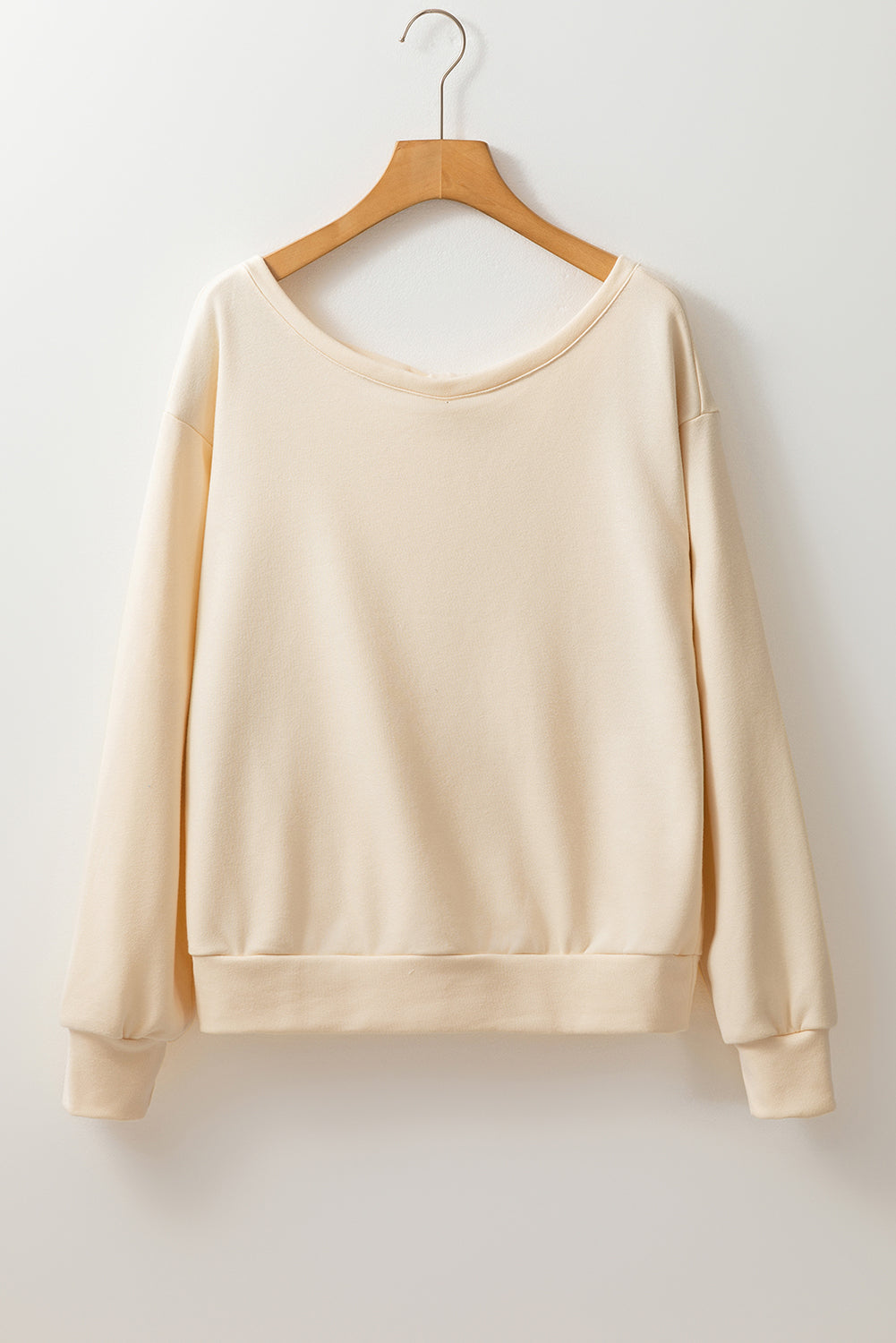 Apricot Bowknot Plain Round Neck Sweatshirt