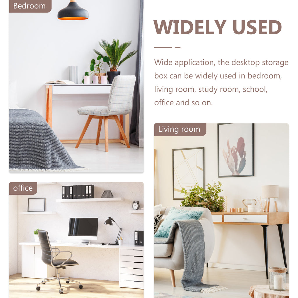 Desktop Storage Box Wood Office Stationery Organizer School Office Pen Stand Living Room Coffee Table Remote Control Organizer