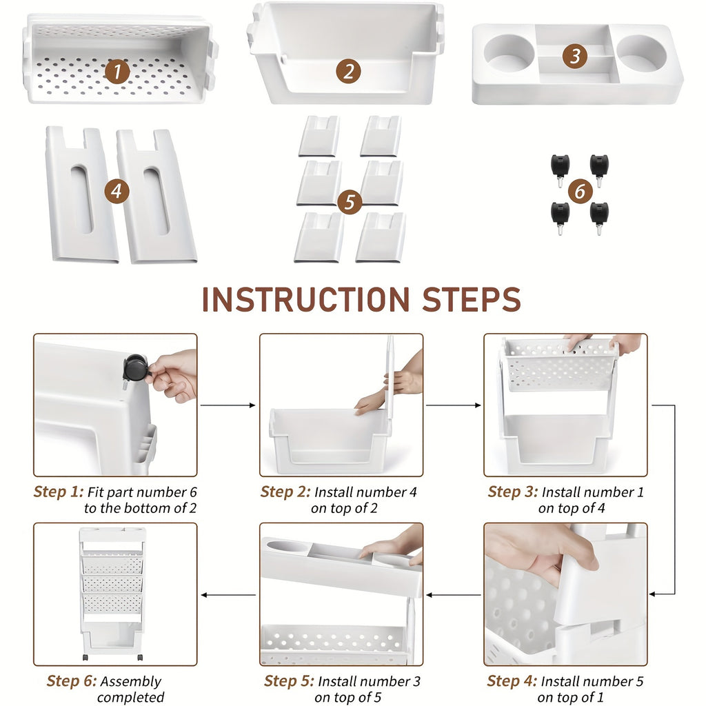 5-Tier Removable Book Storage Rack - Wheels, Magazine & Newspaper Storage - Suitable For School, Classroom, Office, Study, Bedroom, Living Room