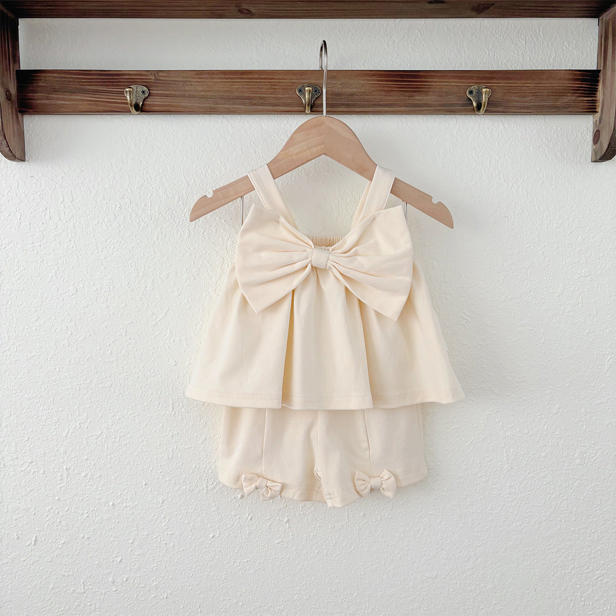 Summer Baby Kids Cute Solid Color Sleeveless Top Vest with Trousers Clothing Set for Girls-3