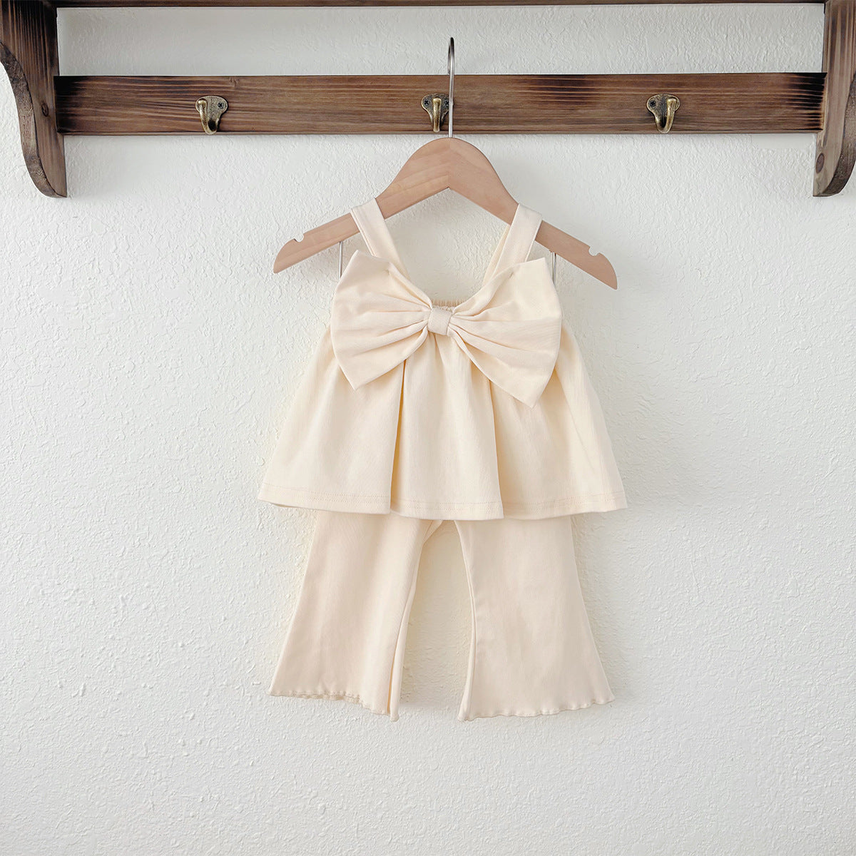 Summer Baby Kids Cute Solid Color Sleeveless Top Vest with Trousers Clothing Set for Girls-5